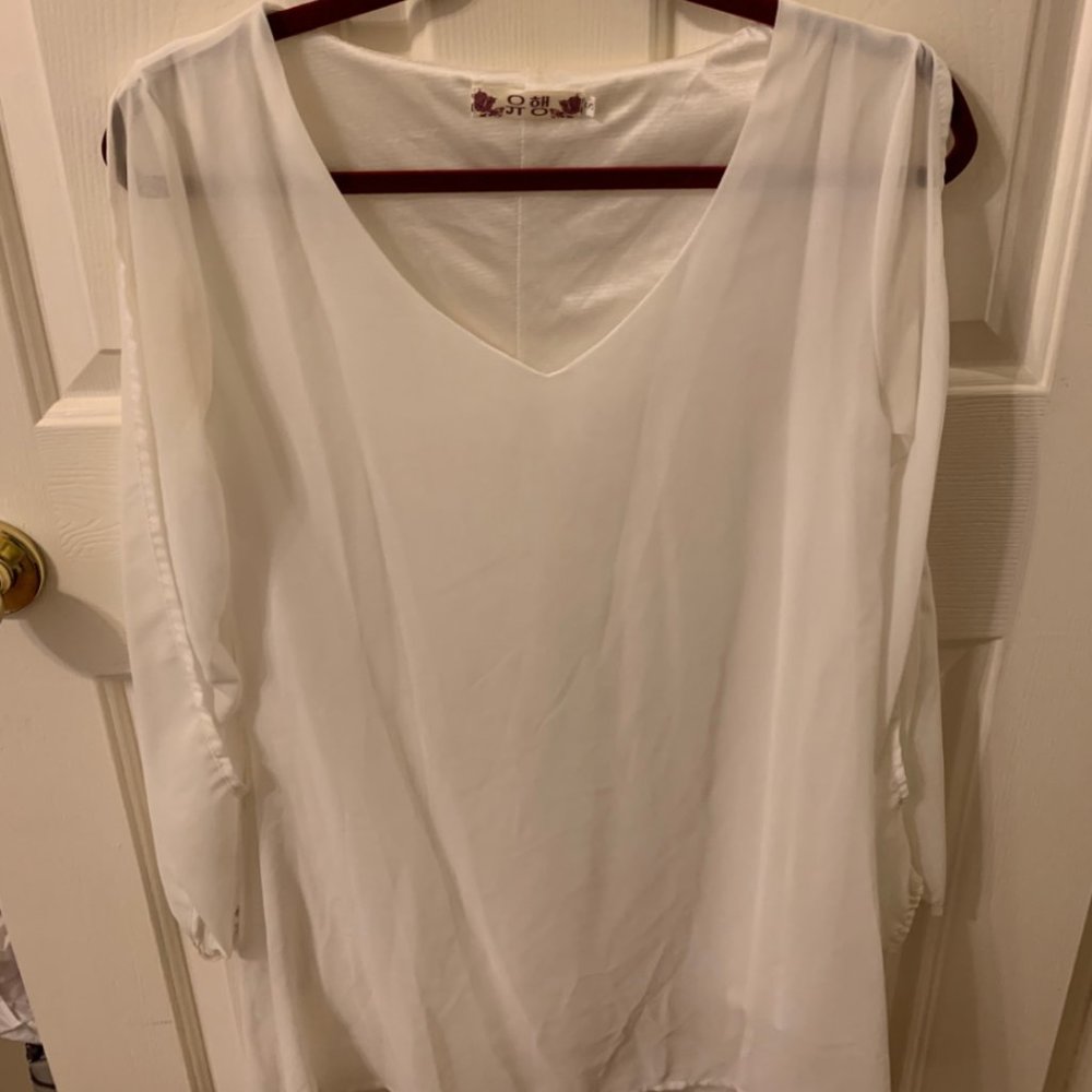 White Cocktail Dress with Sleeve Cutouts